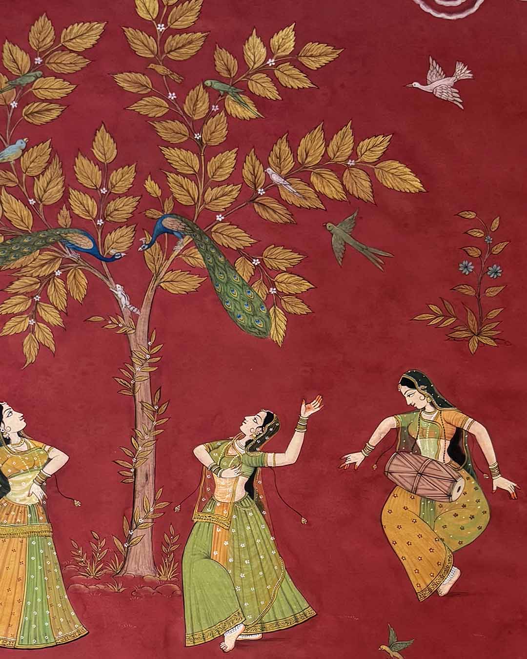 Sakhiyon Ka Anand Utsav - Handmade Pichwai Painting (Unframed / 105.9 x 141.7cm) - Image 4