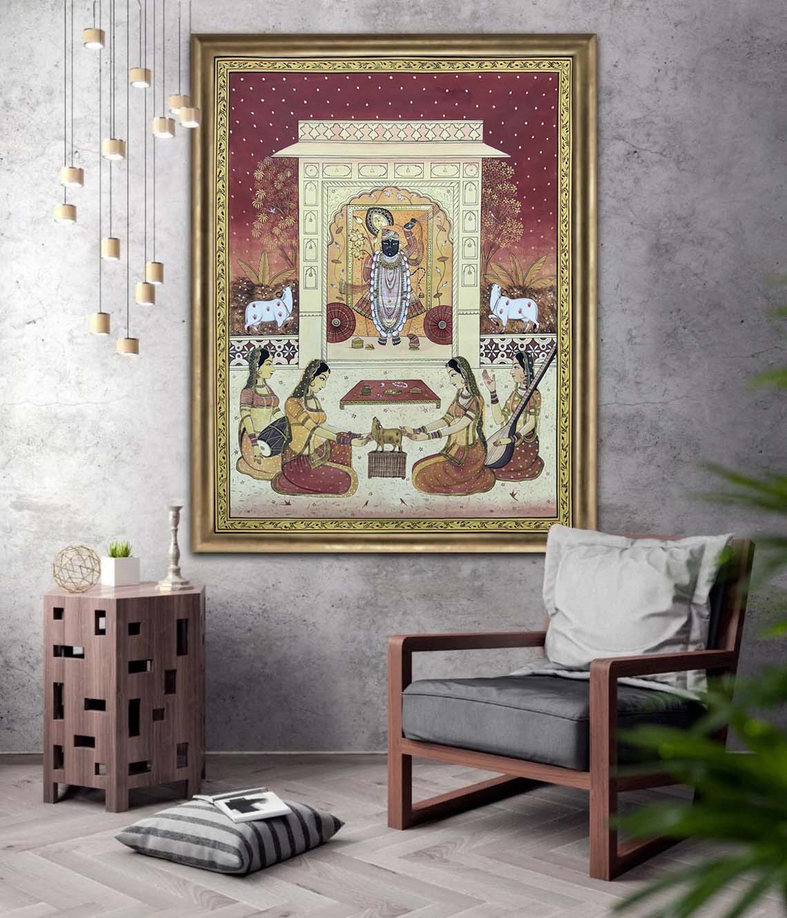 Sharad Purnema - Handmade Pichwai Painting (Unframed / 91.4 x 121.9 Cm) - Image 8