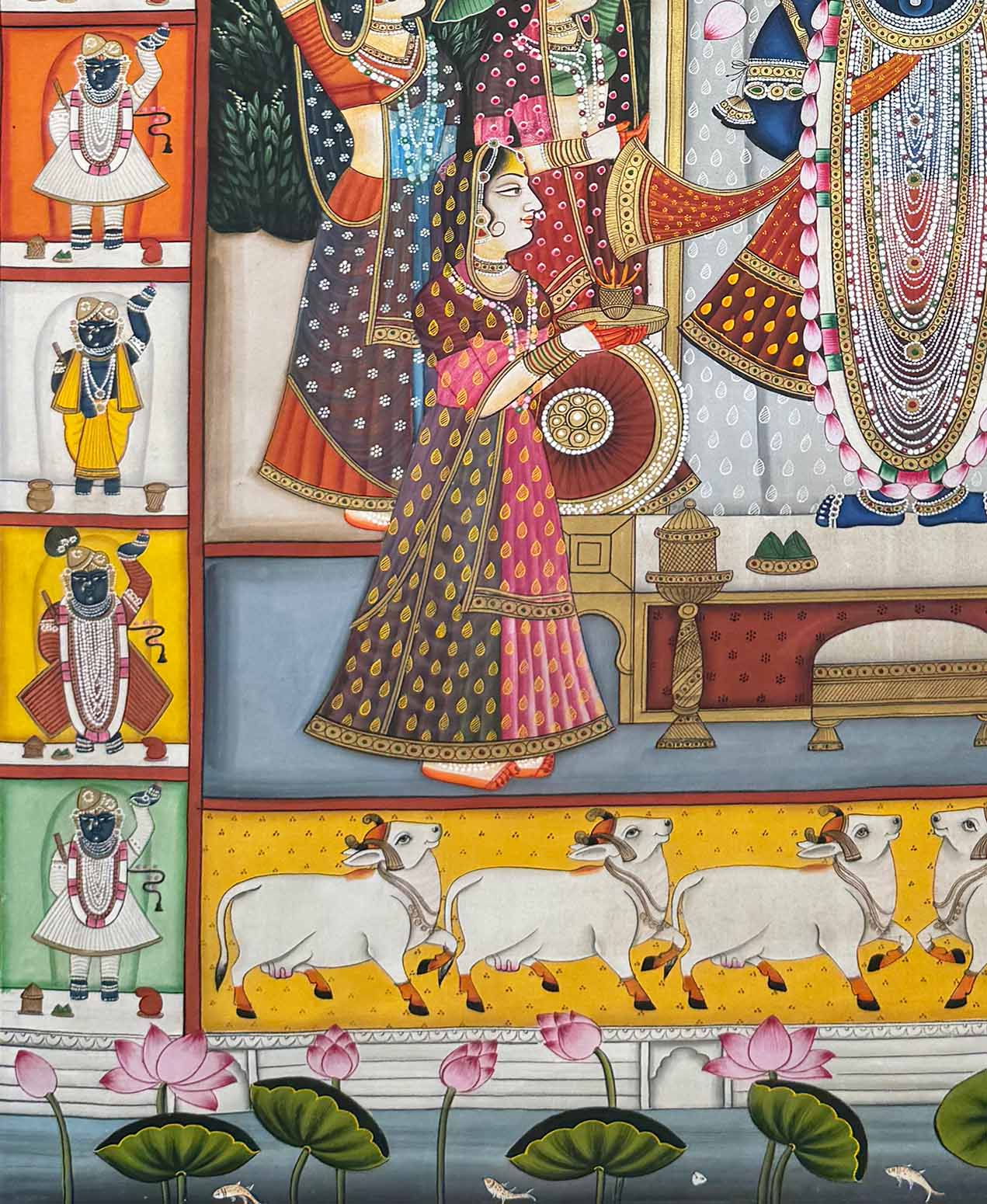 Sharad Utsav - Handmade Pichwai Painting (Unframed / 90.6 x 121.1 cm) - Image 3