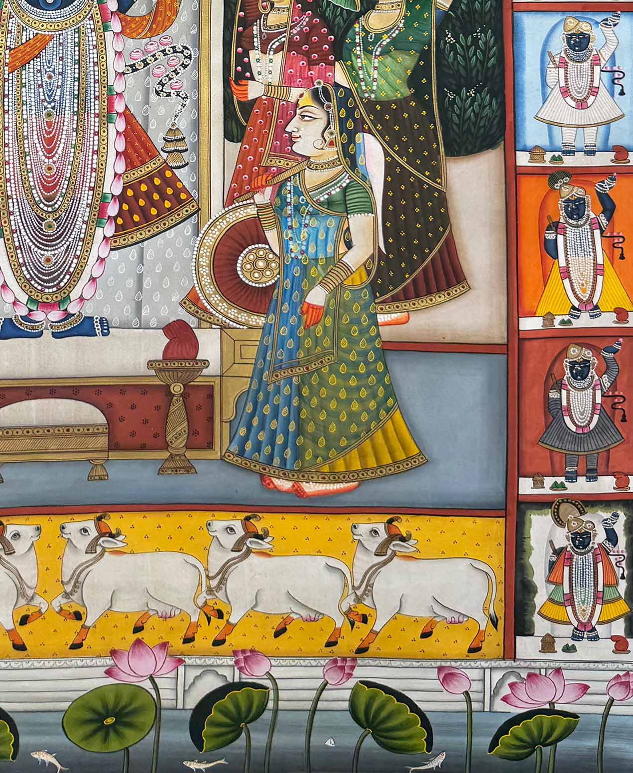Sharad Utsav - Handmade Pichwai Painting (Unframed / 90.6 x 121.1 cm) - Image 4