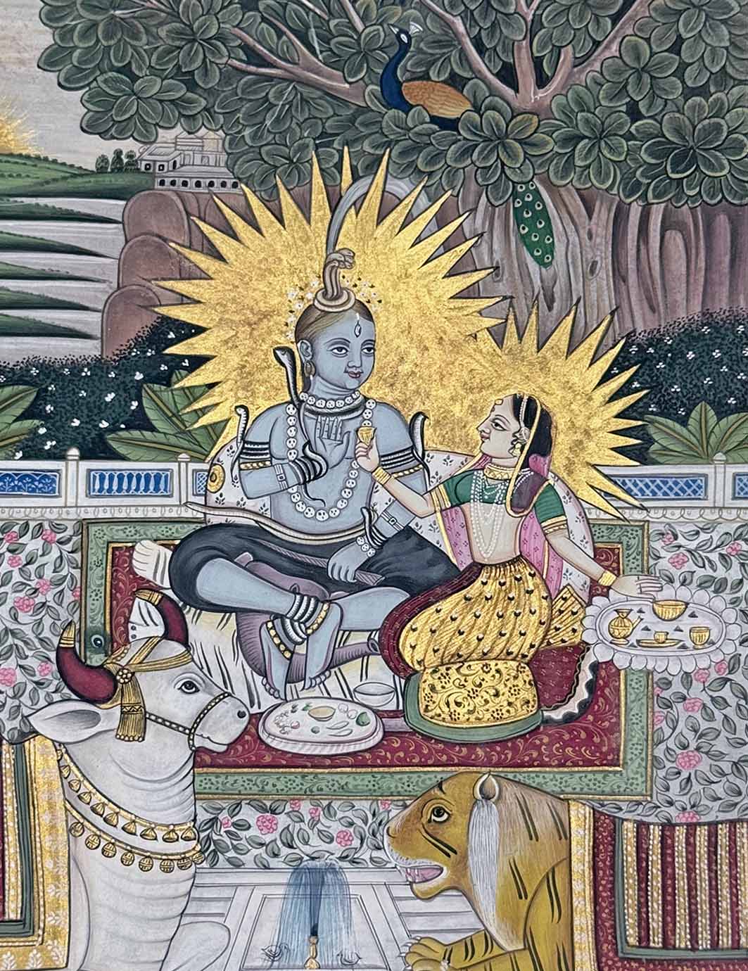 Shiva Parvati - Handmade Miniature Painting (Unframed) - Image 2