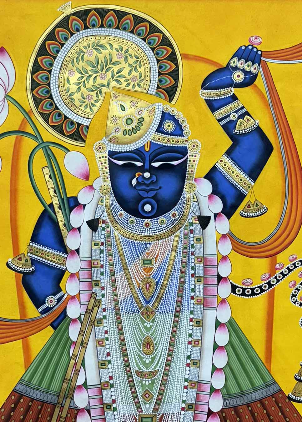 Shreenathji Darshan - Handmade Pichwai Painting (Unframed / 86.3 x 121.9 cm) - Image 2
