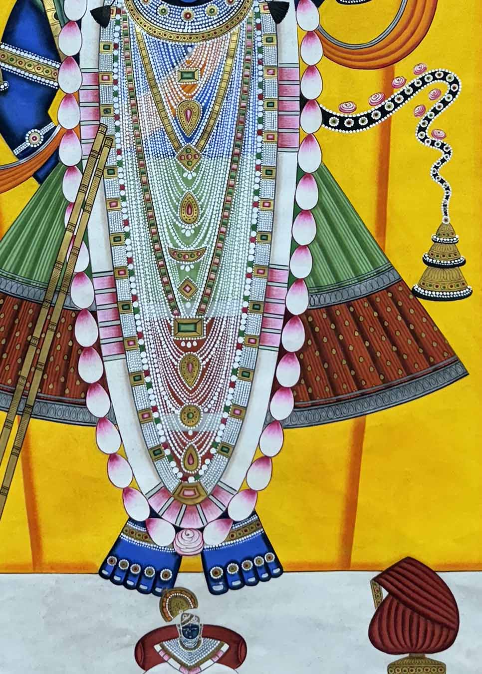 Shreenathji Darshan - Handmade Pichwai Painting (Unframed / 86.3 x 121.9 cm) - Image 4