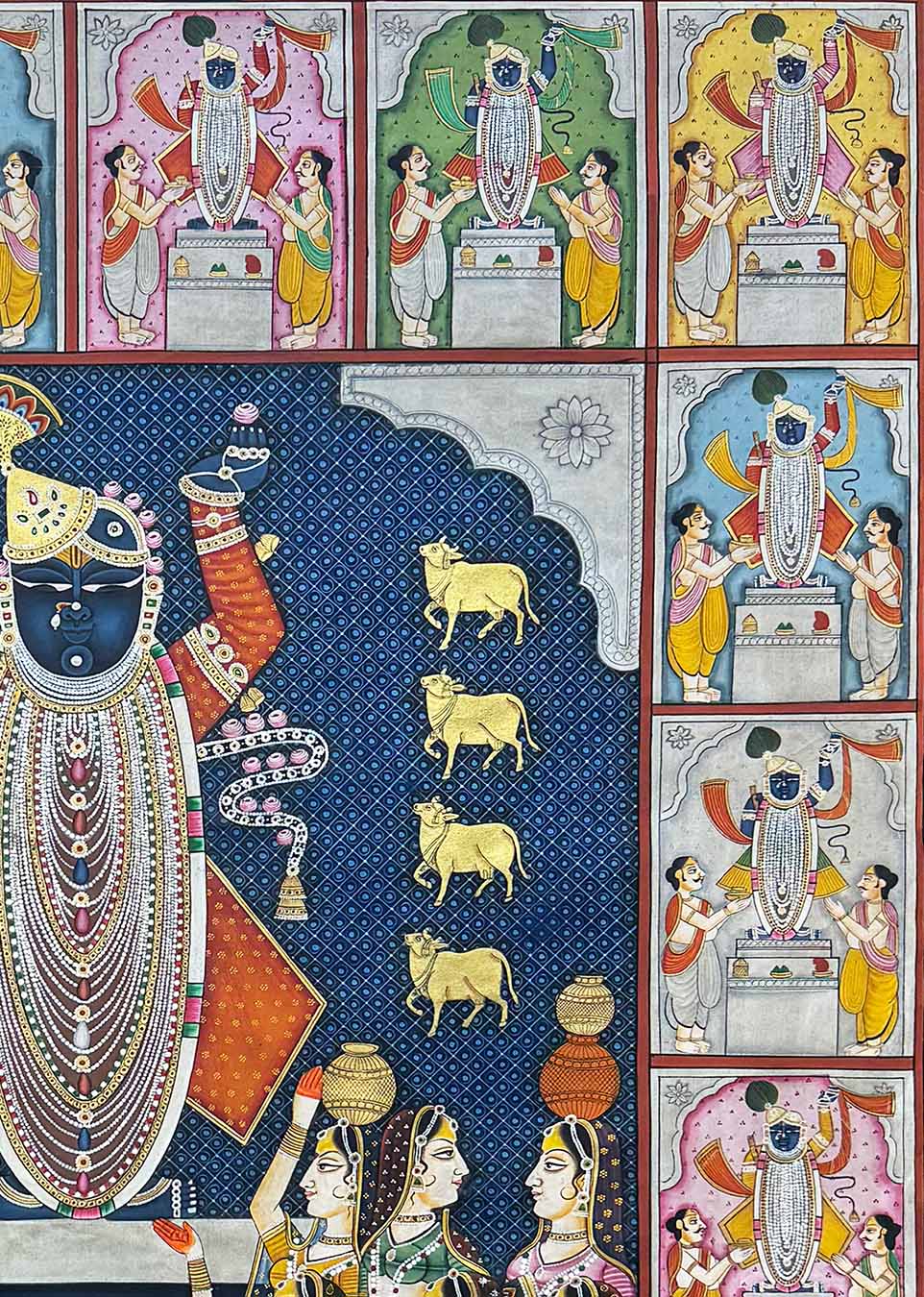Shrinathji Darshan - Handmade Pichwai Painting (Unframed / 100.3 x 152.4 cm) - Image 4