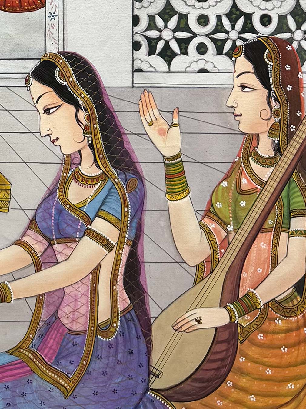 Shrinathji & Gopis - Handmade Painting (Unframed) - Image 6