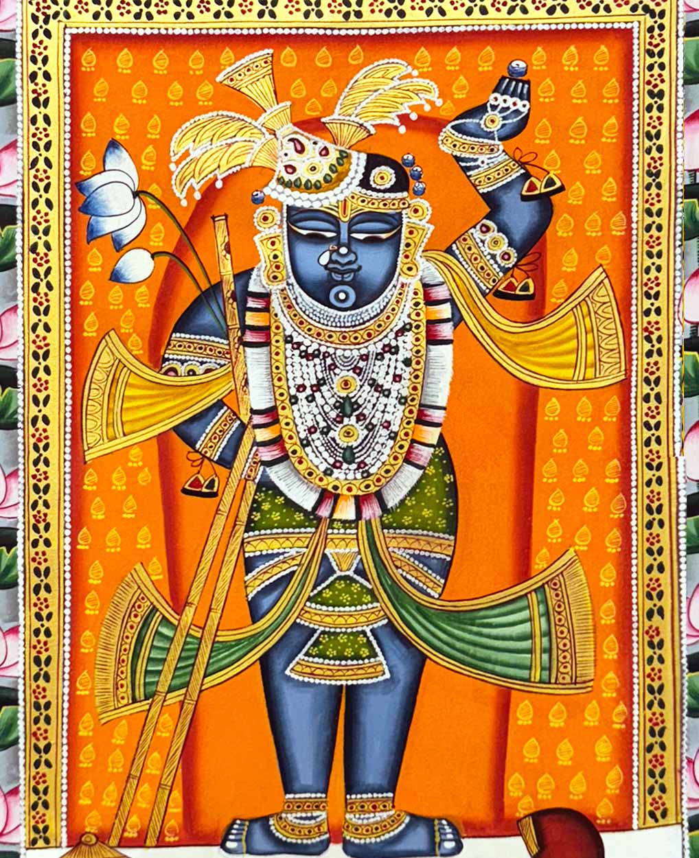 Shrinathji - Handmade Pichwai Painting (57.6 x 44.9 cm / Unframed) - Image 2