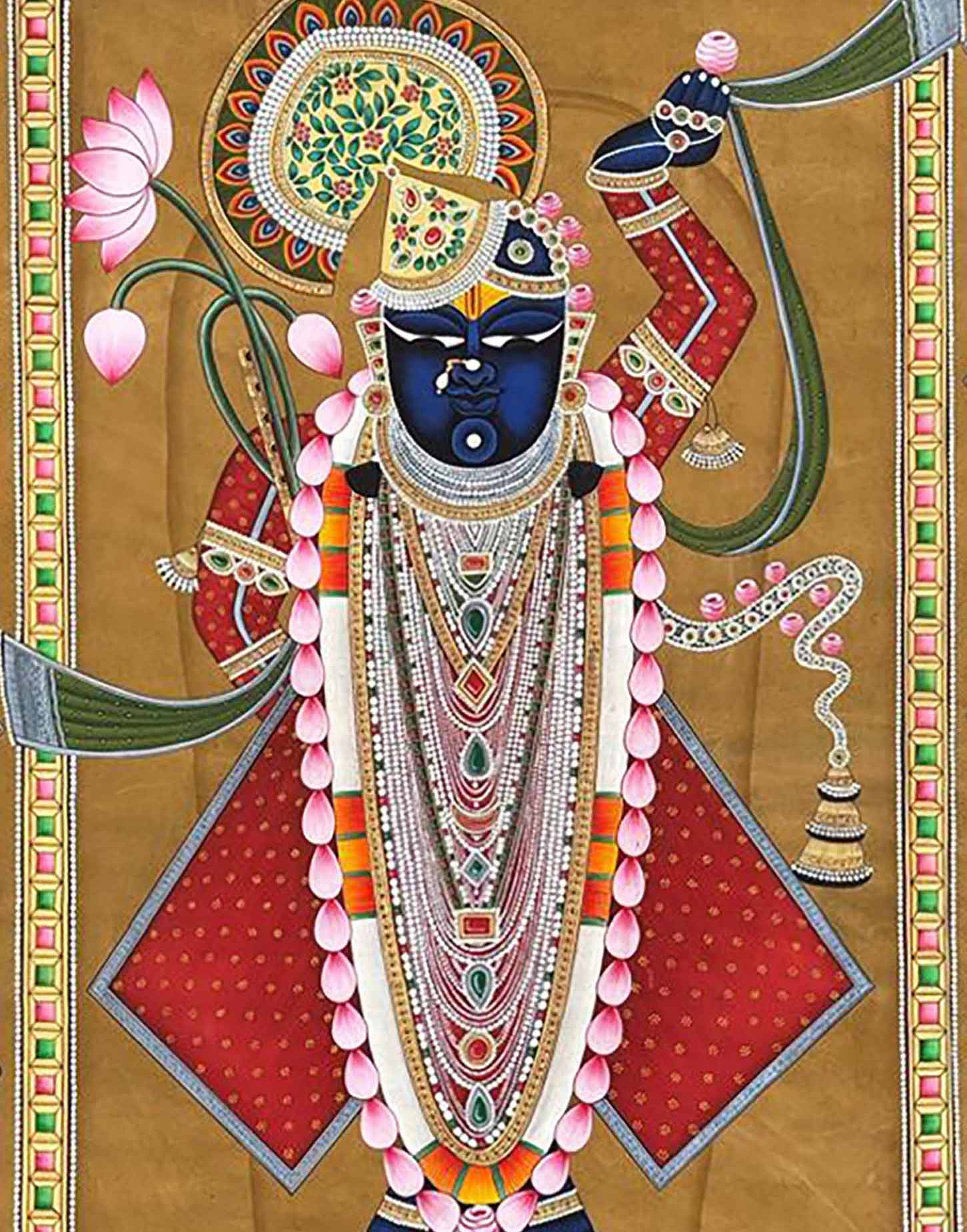 Shrinathji - Handmade Pichwai Painting (Handmade / Unframed / 118.1 x 152.4 cm) - Image 2