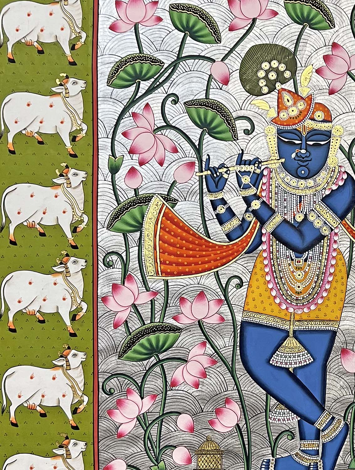 Shrinathji in Jal Vihar - Handmade Painting (Unframed) - Image 3