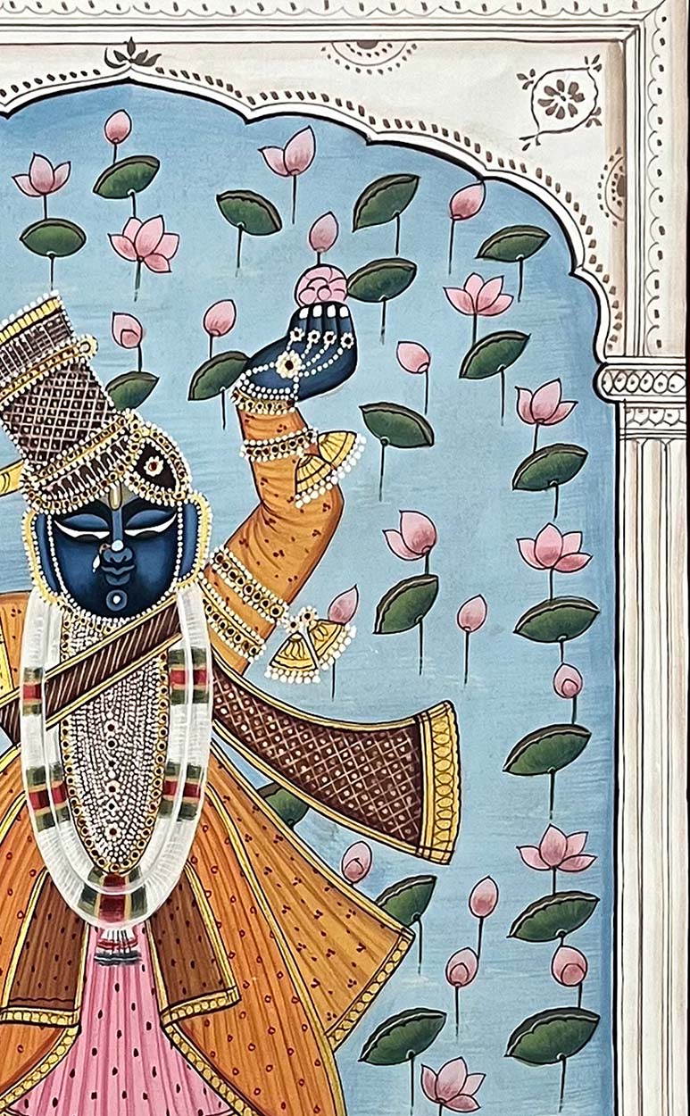 Shrinathji in Kamal Talai - Handmade Painting ( Unframed) - Image 4