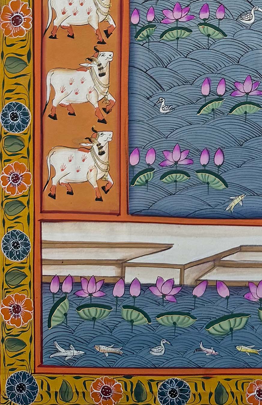 Shrinathji in Kamal Talai - Handmade Pichwai Painting (Unframed) - Image 3