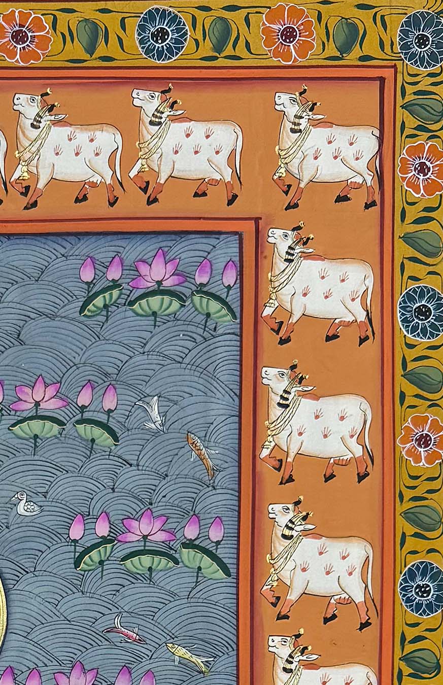 Shrinathji in Kamal Talai - Handmade Pichwai Painting (Unframed) - Image 4