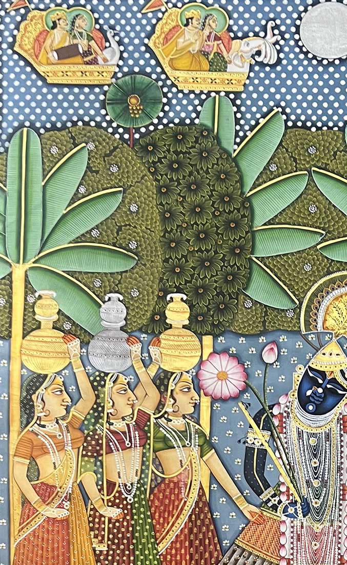 Shrinathji & Gopis - Handmade Pichwai Painting (Unframed) - Image 4