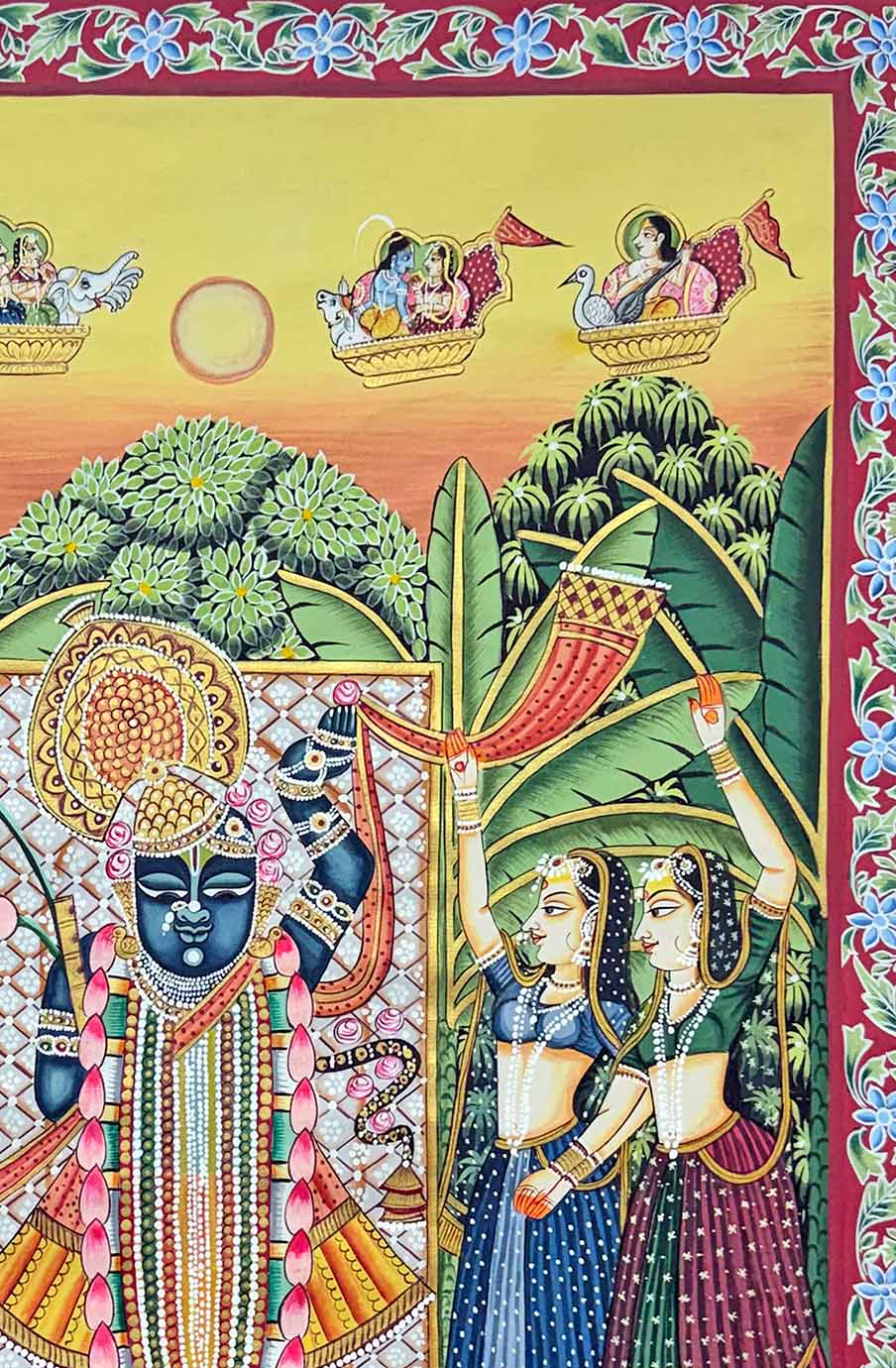 Shrinathji Pichwai Painting (Handmade / Unframed / 60.9 x 91.4 cm) - Image 4