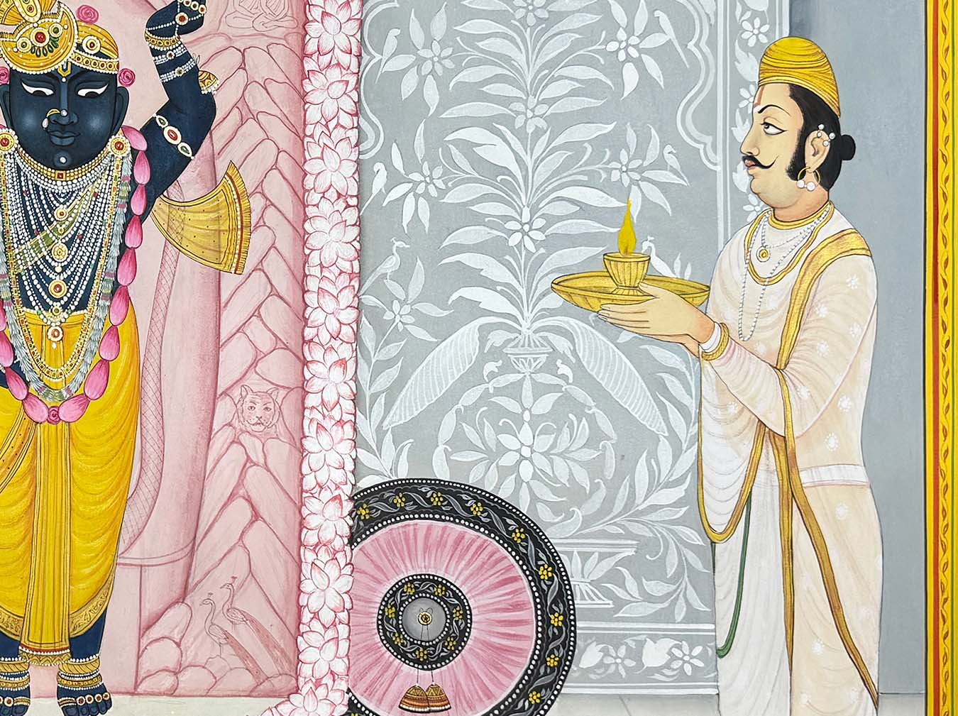 Shringara of Shrinathji - Handmade Pichwai Painting ( 128.2 x 95.2 cm / Unframed) - Image 4