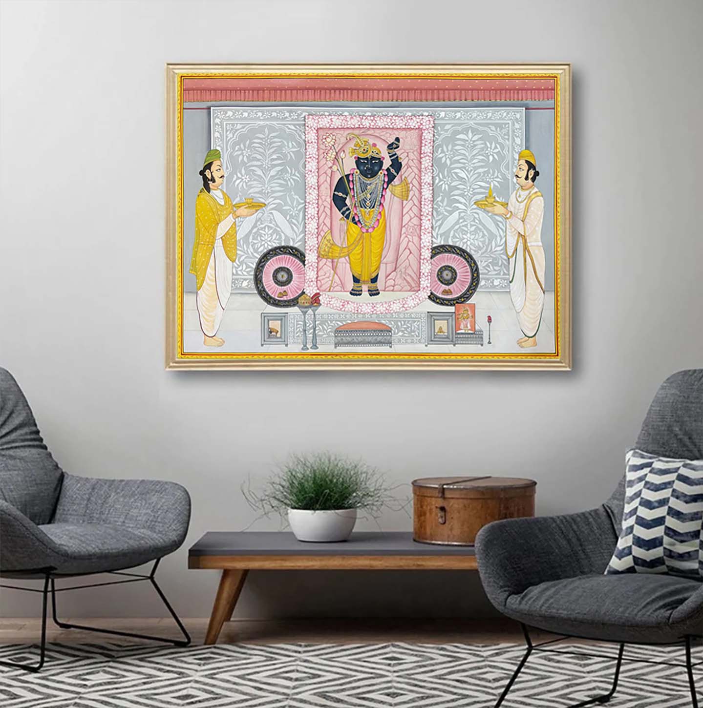 Shringara of Shrinathji - Handmade Pichwai Painting ( 128.2 x 95.2 cm / Unframed) - Image 6