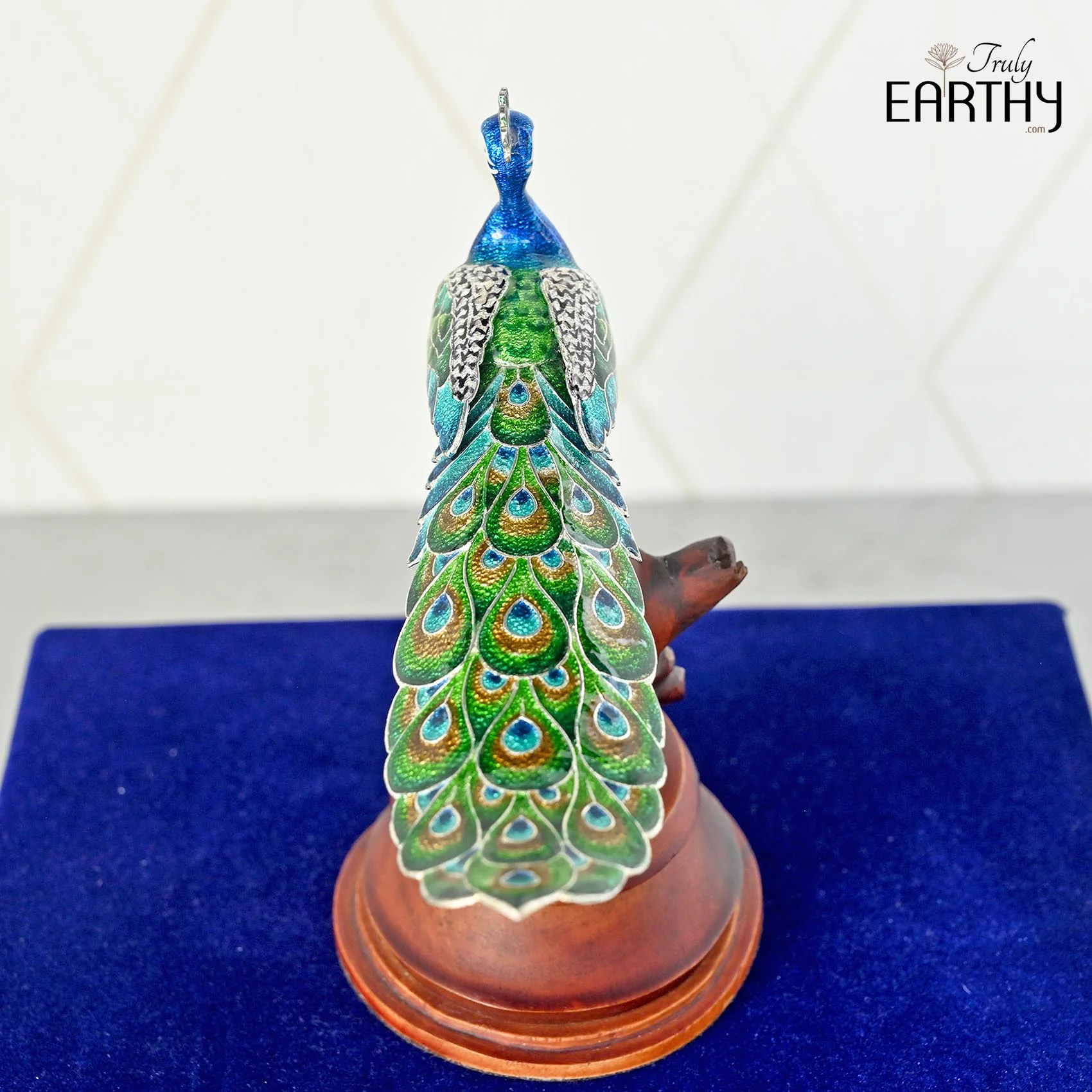 Silver Meenakari Peacock (Silver Enameling) - Image 3