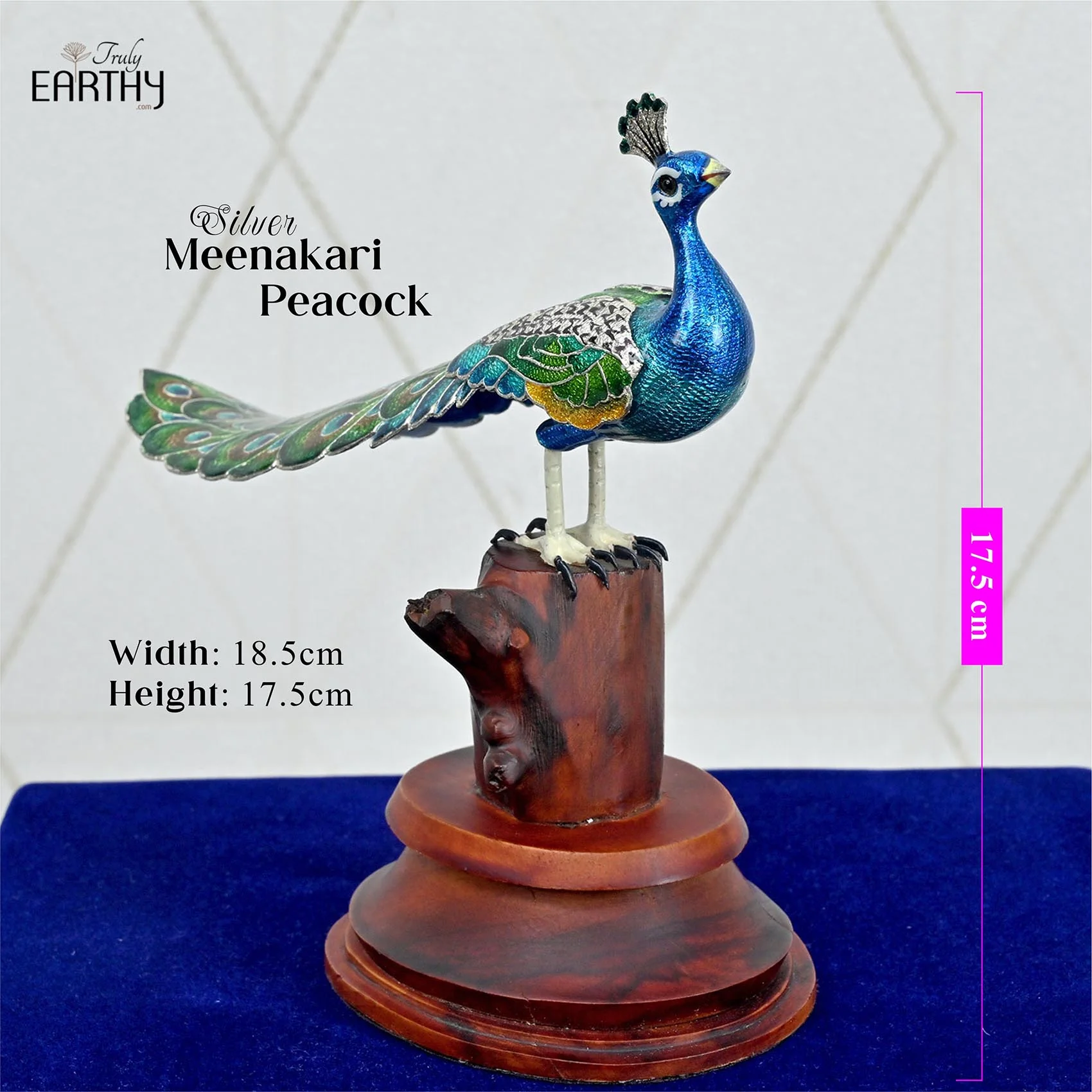 Silver Meenakari Peacock (Silver Enameling) - Image 5