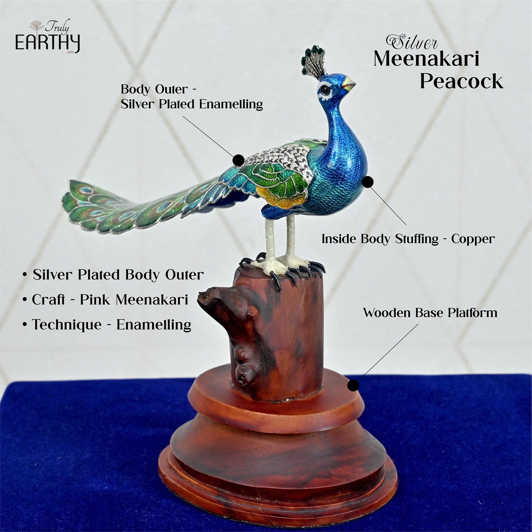 Silver Meenakari Peacock (Silver Enameling) - Image 6