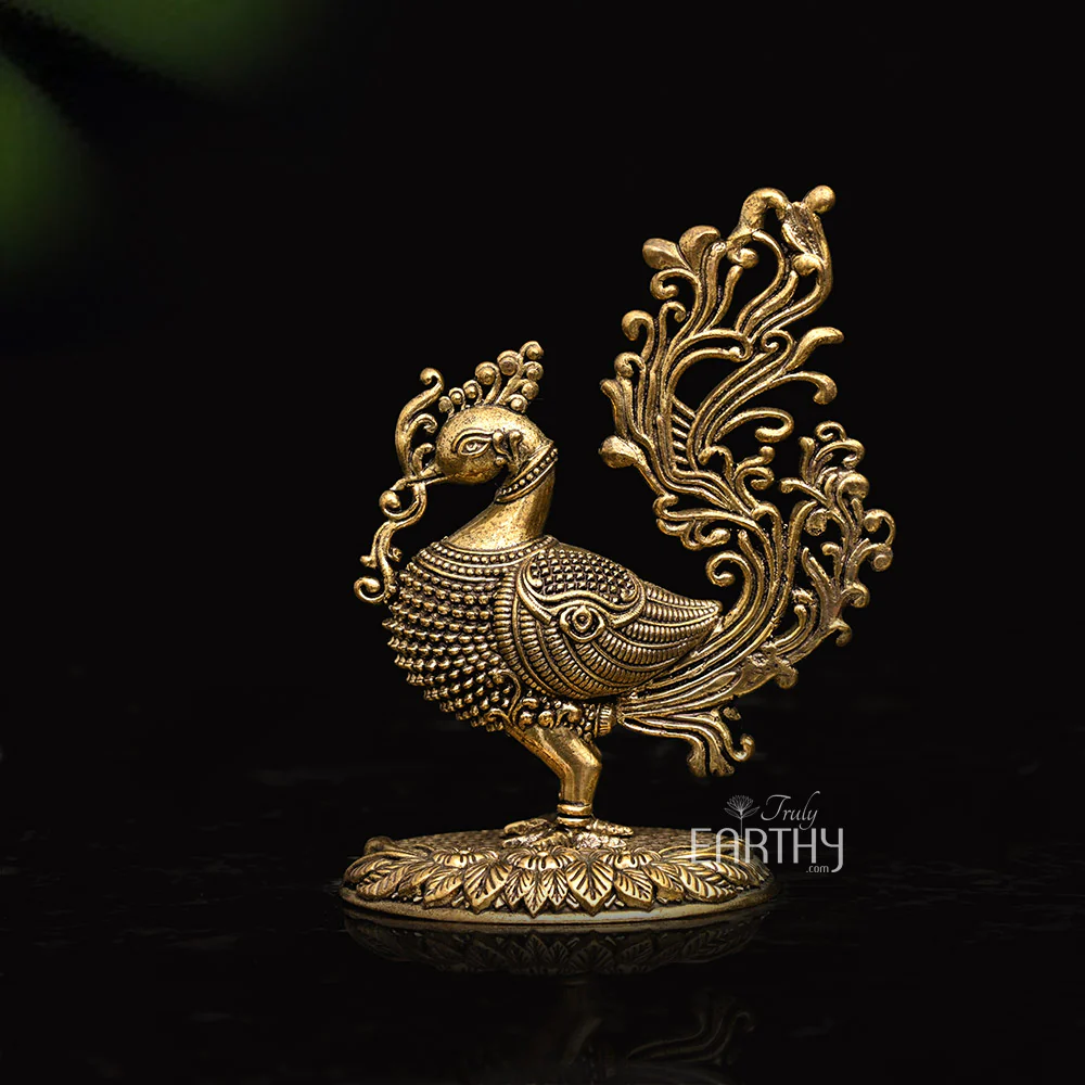 Small Superfine Peacock | Brass Statue - Image 4