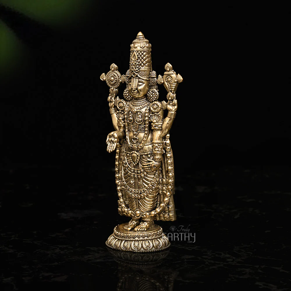 Small Superfine Tirupati Balaji Brass Statue - Image 5