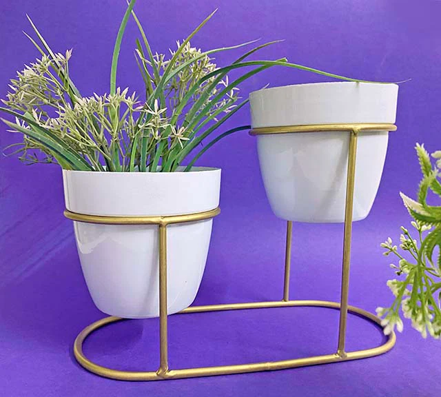 Spire Collection Metal Planter Duo (without Plant)