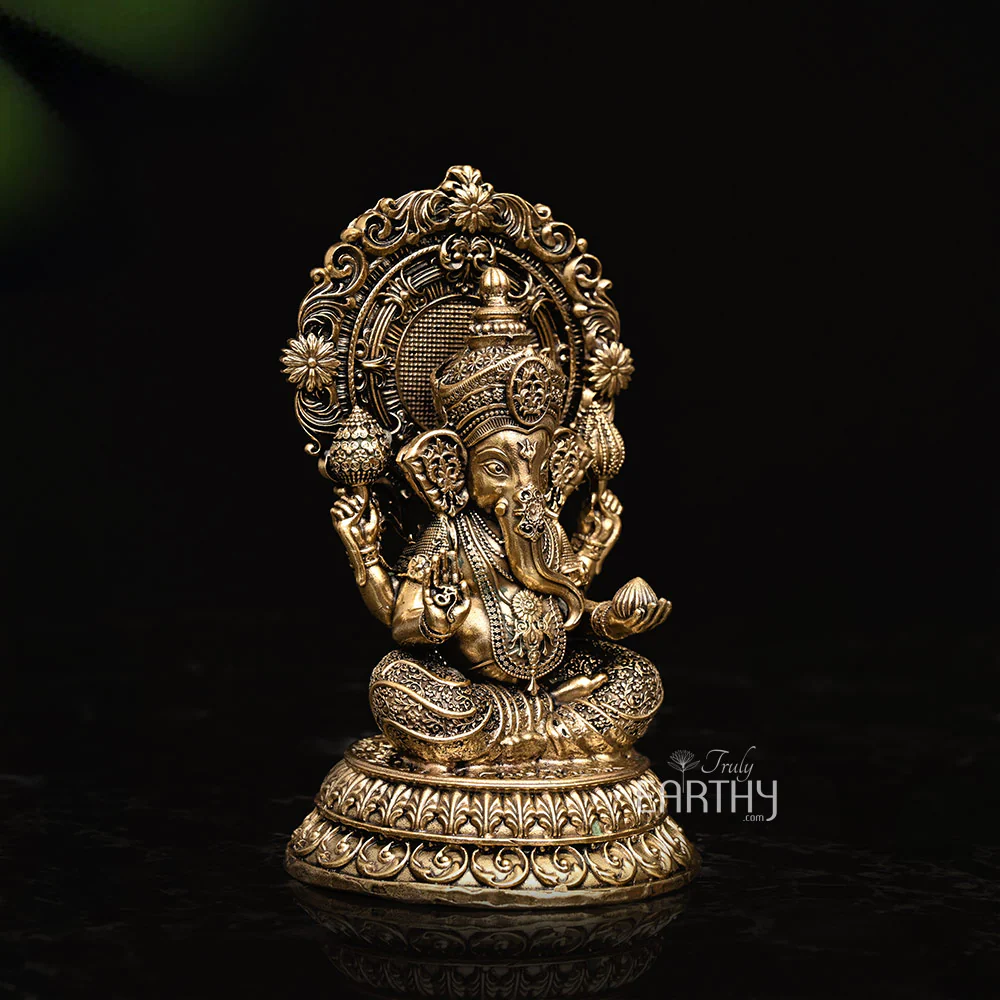 Superfine Ganpati Statue (Miniature Brass Statue) - Image 4