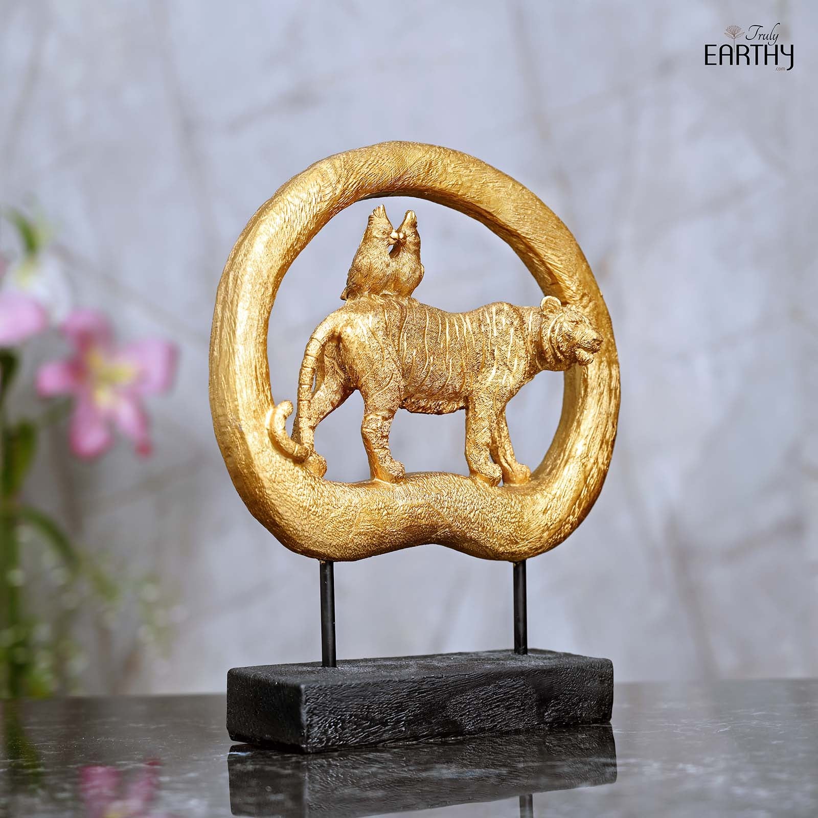 Tiger & Love Birds Sculpture - Image 3
