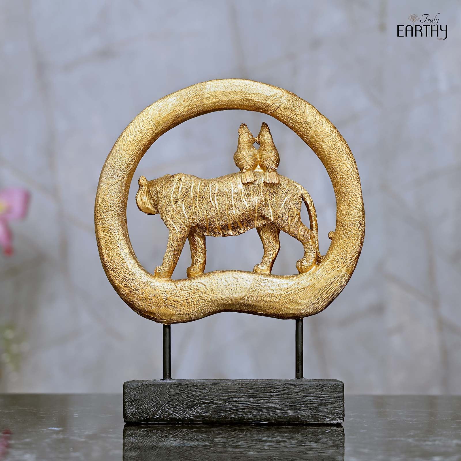 Tiger & Love Birds Sculpture - Image 4