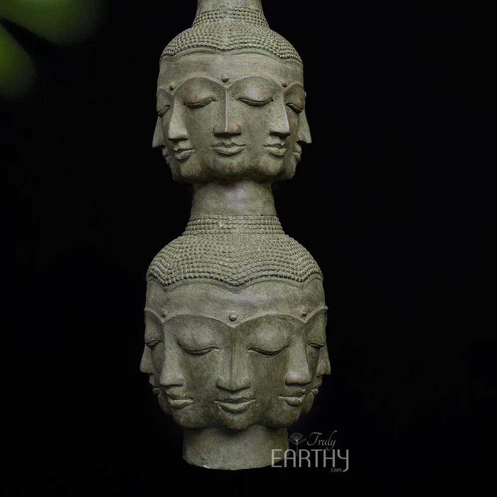 Tower of Tranquility: 40 Buddha Heads - Bronze Sculpture (97 cm) - Image 2