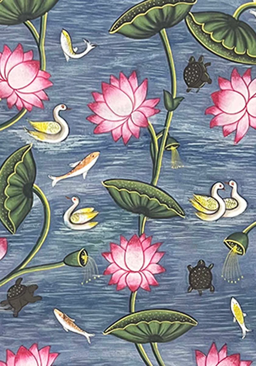Traditional Kamal Talai - Handmade Pichwai Painting (Unframed / 85 x 121.9 cm) - Image 3