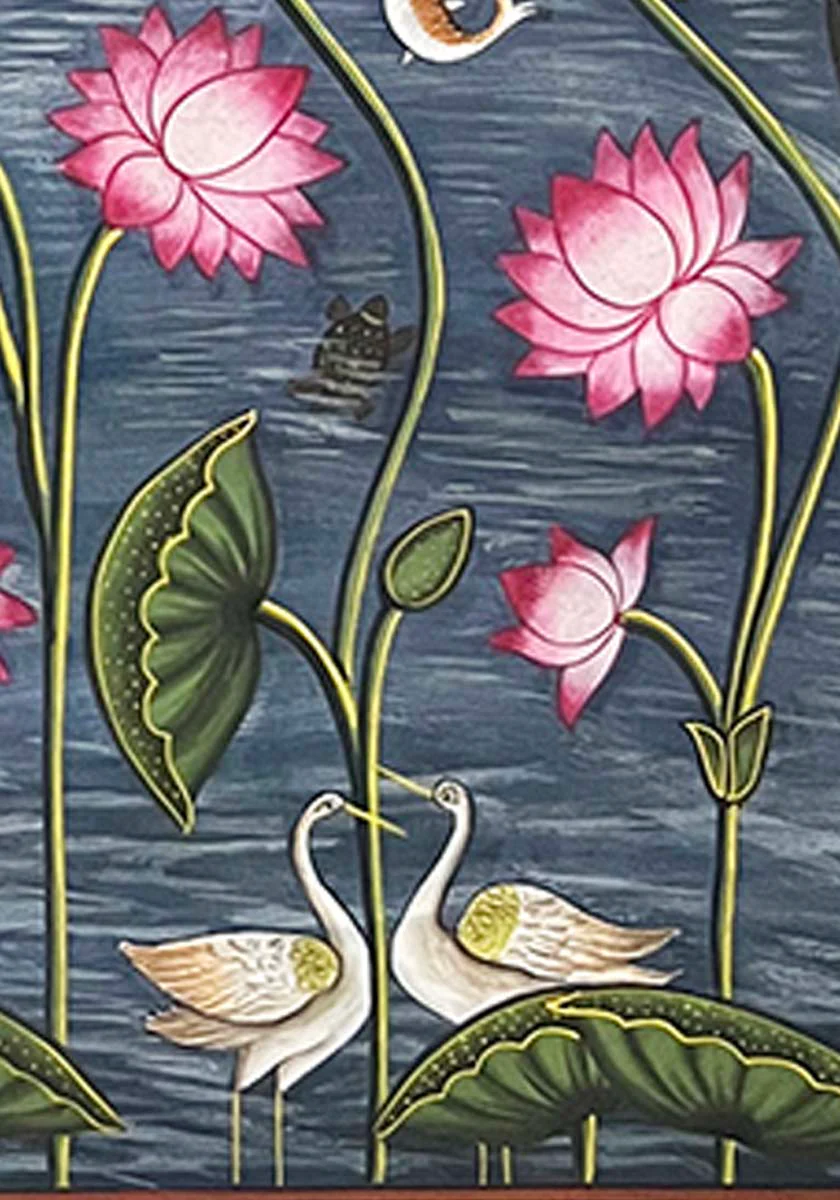 Traditional Kamal Talai - Handmade Pichwai Painting (Unframed / 85 x 121.9 cm) - Image 4