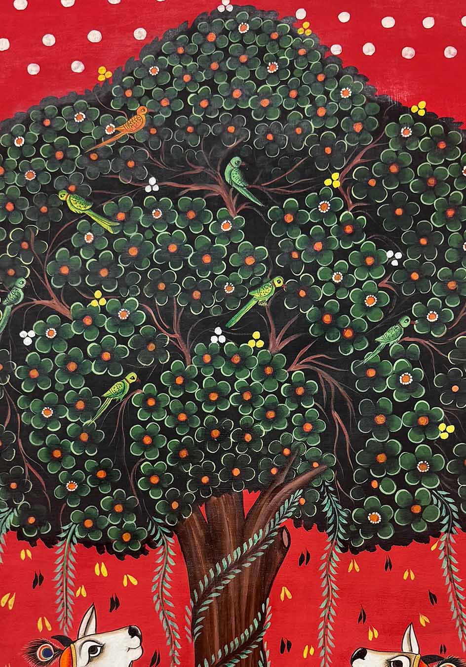 Tree of Life & Cows - Handmade Painting (Unframed / 60.9 x 91.4 cm) - Image 2