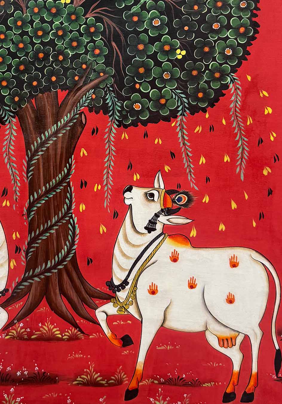 Tree of Life & Cows - Handmade Painting (Unframed / 60.9 x 91.4 cm) - Image 4