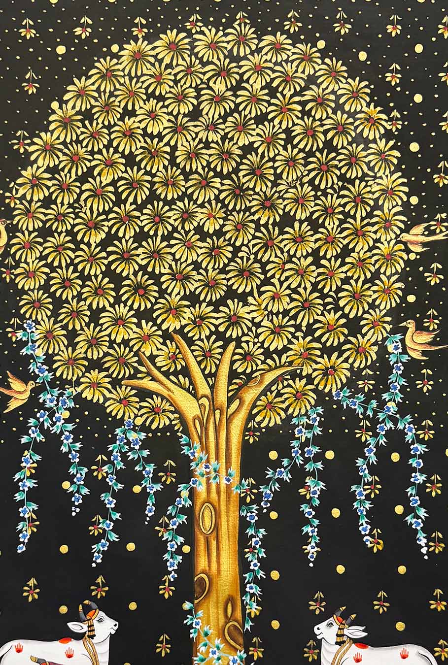 Tree of Life & Cows - Handmade Painting (Unframed / 60.9 x 91.4 cm) - Image 2