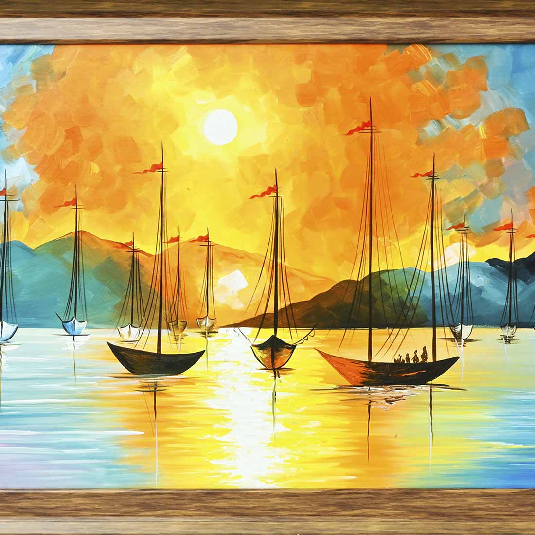Vibrant Canvas Boat Painting (Framed) - Image 3