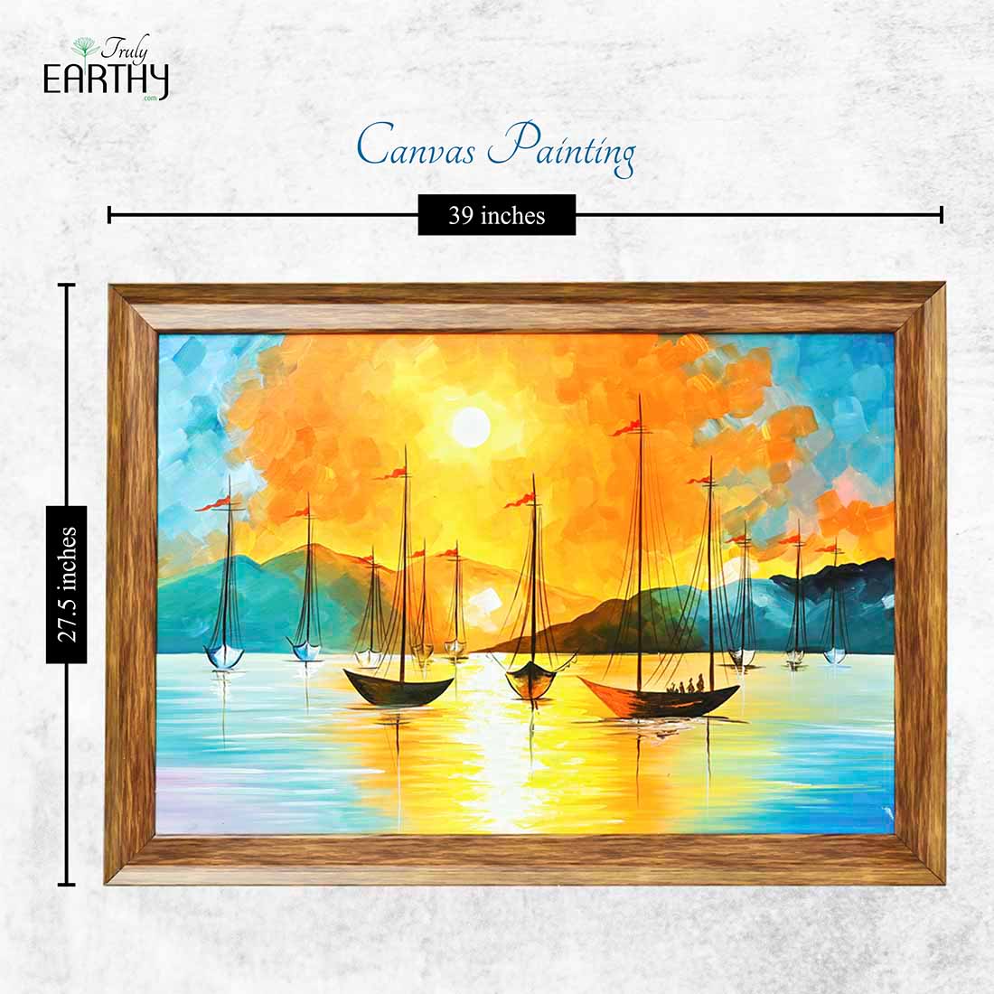 Vibrant Canvas Boat Painting (Framed) - Image 4