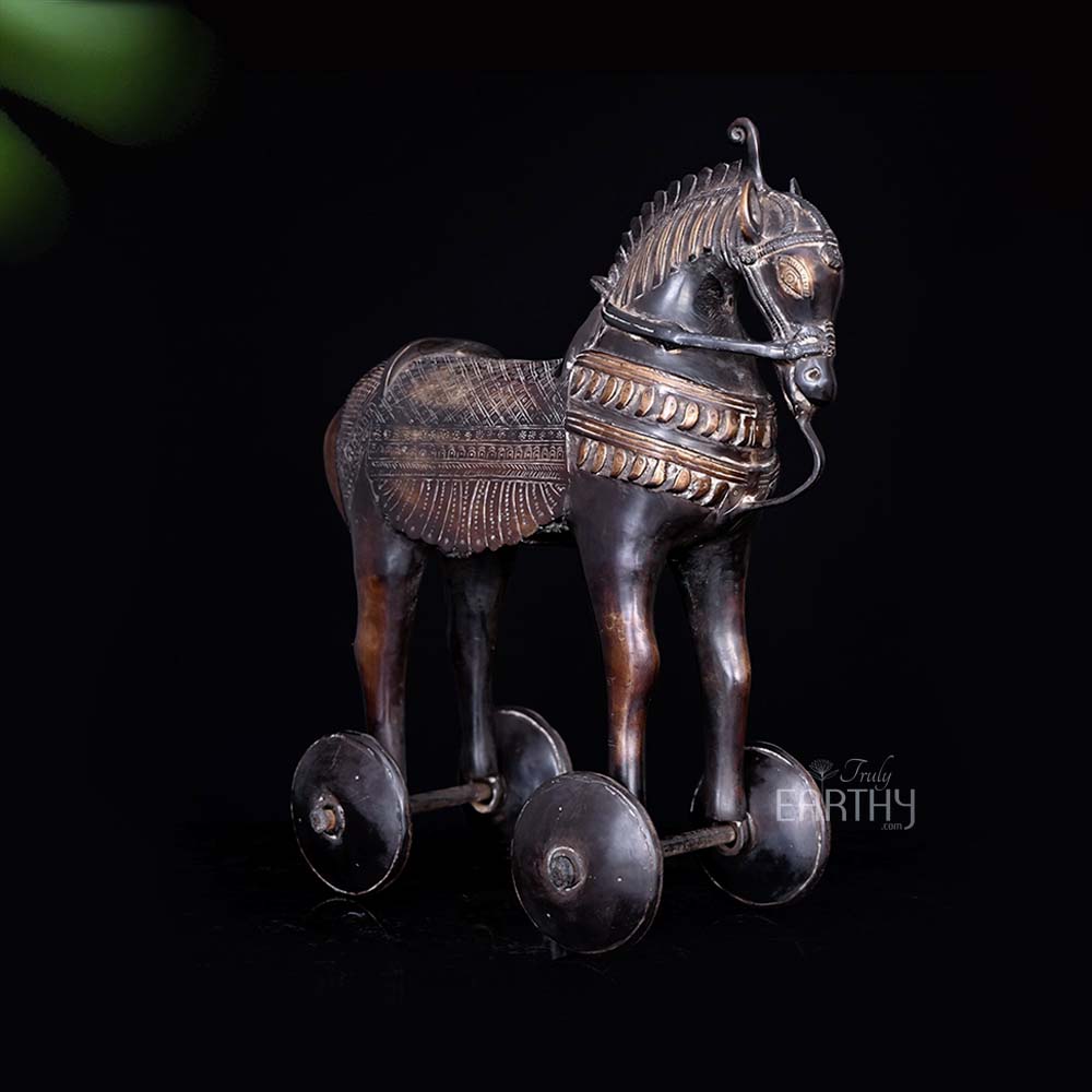 Vintage Horse on Wheels (Brass / 47.4 Cm / 16.4 Kg) - Image 3