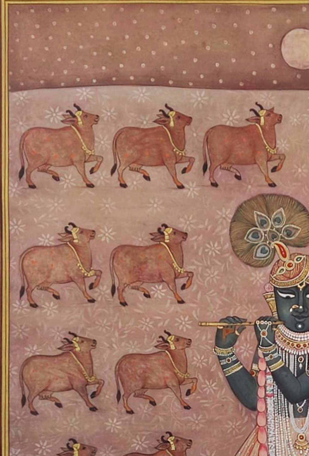 Vintage Gopasthmi Pichwai - Handmade Painting (Unframed / 105.9 x 157.4 cm) - Image 3