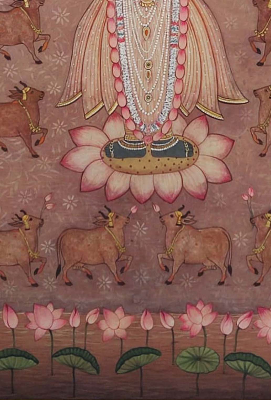 Vintage Gopasthmi Pichwai - Handmade Painting (Unframed / 105.9 x 157.4 cm) - Image 4